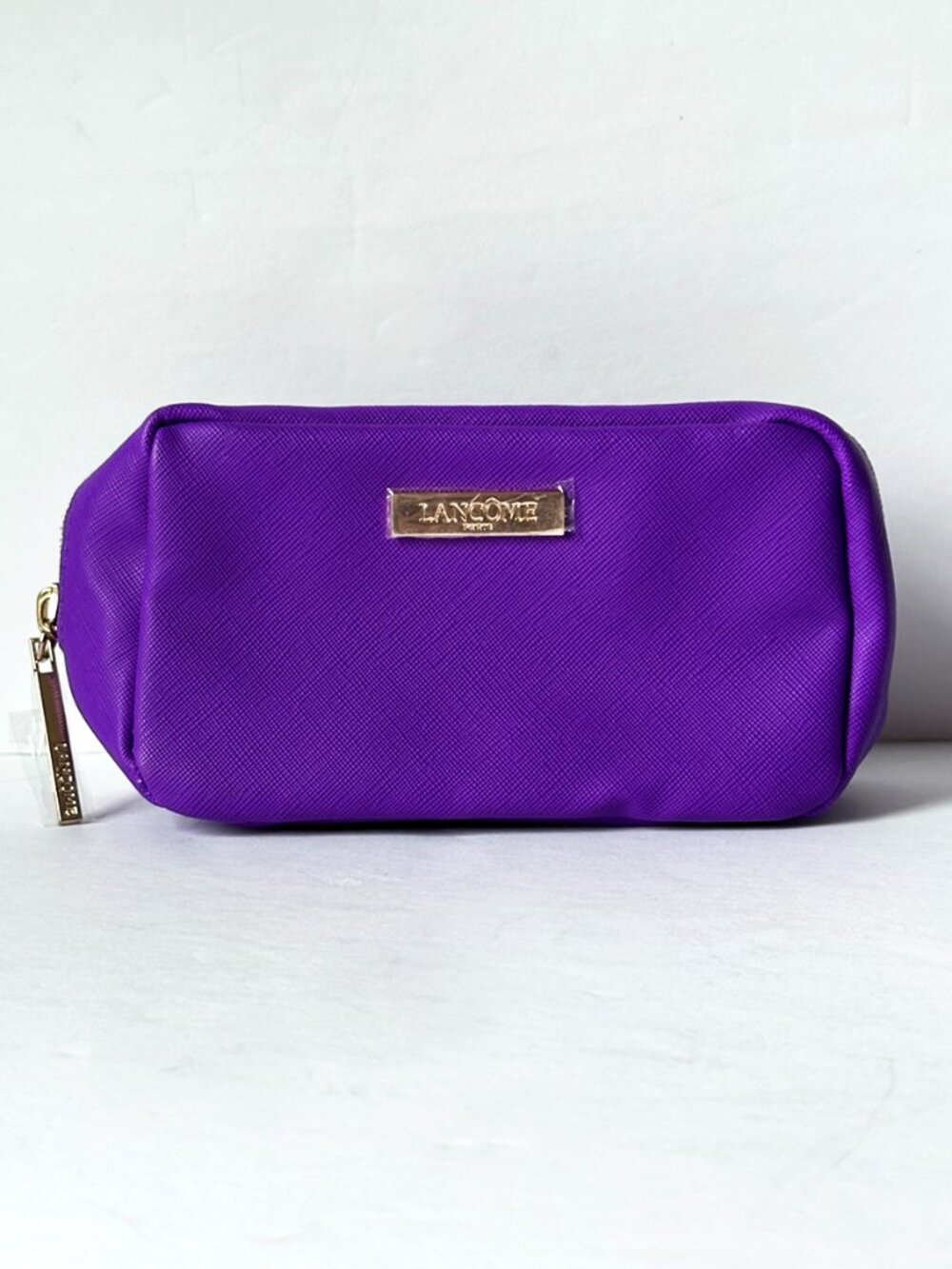 Lancôme Purple Cosmetic Makeup Bag Gold Zip Travel Toiletry Case NWOT